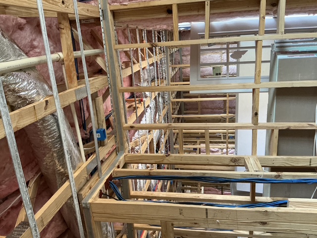 Interior framing prepped for drywall